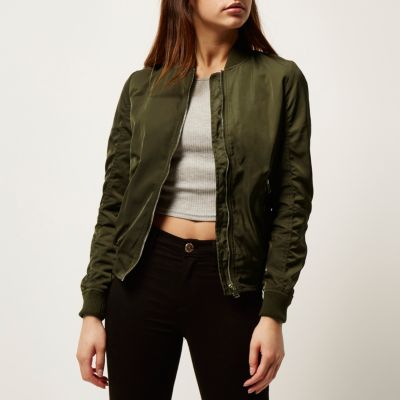 Khaki green bomber jacket